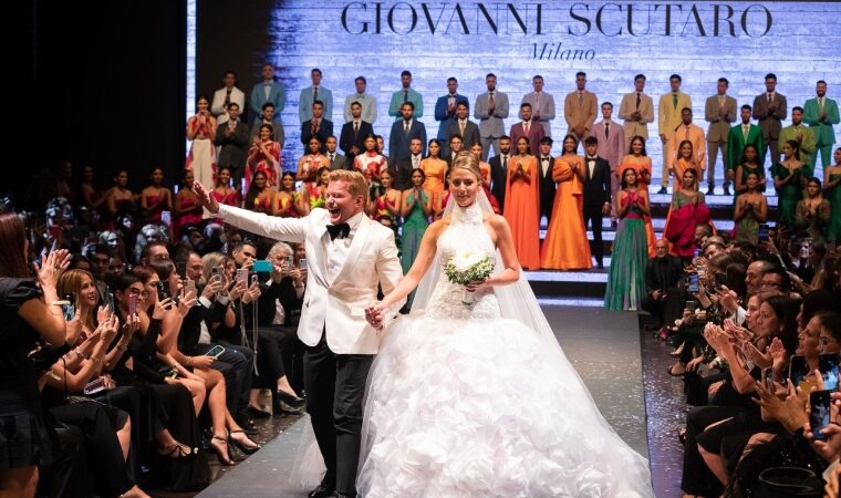 Con Claudia Suárez vestida de novia: Giovanni Scutaro presentó «Felicitá», su nueva colección