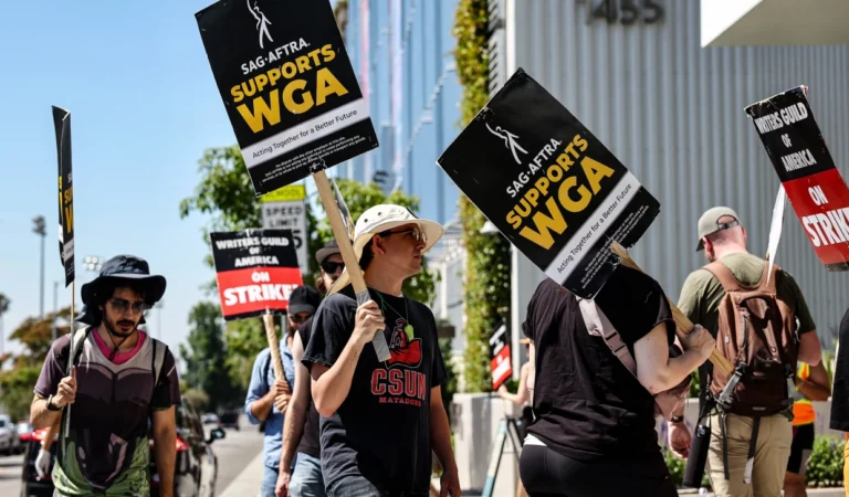 WGA y SAG-AFTRA presionan por beneficios de desempleo para los trabajadores en huelga