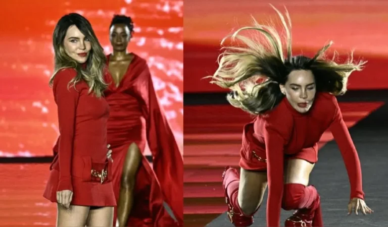 Belinda se cayó en pleno desfile de L’Oréal Paris, pero se levantó y continuó como toda una diva